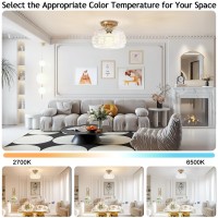 Oykyohei Semi Flush Mount Ceiling Light Fixture 11 Vintage Gold Hallway Lights Fixture Ceiling With Clear Glass For Kitchen