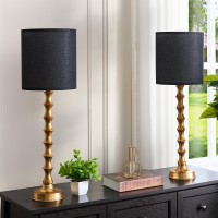 Euo 305 Gold Buffet Lamps Set Of 2 With Black Shade Buffet Table Lamps Set Of 2 For Living Room Black Gold Lamps For Dining