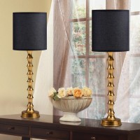 Euo 305 Gold Buffet Lamps Set Of 2 With Black Shade Buffet Table Lamps Set Of 2 For Living Room Black Gold Lamps For Dining