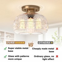 Oykyohei Semi Flush Mount Ceiling Light Upgraded Modern Close To Ceiling Light Fixture With Clear Glass Gold Indoor Kitchen Lig