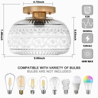 Oykyohei Semi Flush Mount Ceiling Light Upgraded Modern Close To Ceiling Light Fixture With Clear Glass Gold Indoor Kitchen Lig