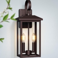 Bronze Large Porch Lights Outdoor 18 Exterior Wall Fixture With Clear Glass 2Light E12 Socket Base Aluminum Outside Waterp