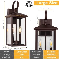 Bronze Large Porch Lights Outdoor 18 Exterior Wall Fixture With Clear Glass 2Light E12 Socket Base Aluminum Outside Waterp