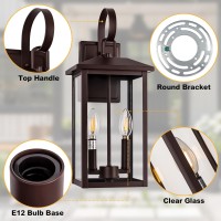 Bronze Large Porch Lights Outdoor 18 Exterior Wall Fixture With Clear Glass 2Light E12 Socket Base Aluminum Outside Waterp