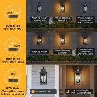 Large Motion Sensor Outdoor Wall Lights 18 Black Dusk To Dawn Outdoor Light 2Light Aluminum Outdoor Light Fixture With E12