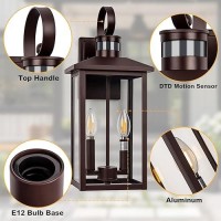 Large Exterior Light Motion Sensor 18 Bronze Dusk To Dawn Outdoor Light 2Light Brown Outdoor Light Fixture Aluminum Outdoo