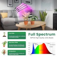 Garpsen Grow Lights For Indoor Plants 80 Leds Full Spectrum Plant Light With Clip 5 Dimming Levels 3 Colors Grow Lamp With T