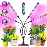 Garpsen Grow Lights For Indoor Plants 80 Leds Full Spectrum Plant Light With Clip 5 Dimming Levels 3 Colors Grow Lamp With T