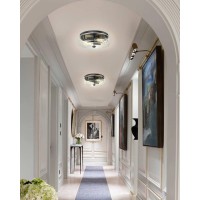 Foitton Flush Mount Ceiling Light Black Light Fixture Ceiling Mount With Seeded Glass Lampshape 2Light Farmhouse Ceiling Light