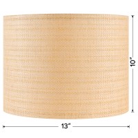 Jerhous Paper Woven Drum Lamp Shades Set Of 2 Medium Yellowbrown Lampshade 13Top X 13Bottom X 10Highspider Farmhouse La