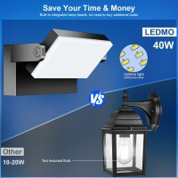 Ledmo Led Flood Lights Outdoor 360 Adjustable Head 60W Exterior Lighting Fixtures Commercial Security Lighting 5000K Wall Moun