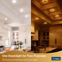 Amico 24 Pack 4 Inch 5Cct Led Recessed Ceiling Light With Night Light 2700K3000K3500K4000K5000K Selectable Ultrathin Reces