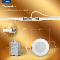 Amico 24 Pack 4 Inch 5Cct Led Recessed Ceiling Light With Night Light 2700K3000K3500K4000K5000K Selectable Ultrathin Reces