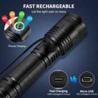 Gdplus Rechargeable Led Flashlights High Lumens 990 000 Lumens Super Bright Powerful Flash Light With 5 Modes Ipx6 Waterproof