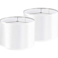 Jerhous Silverwhite Drum Lamp Shades Set Of 2 Medium Lampshade 13Top X 13Bottom X 10Highspider Modern Lamp Shade For Ta