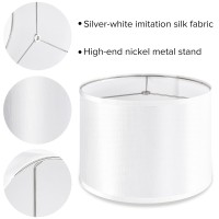 Jerhous Silverwhite Drum Lamp Shades Set Of 2 Medium Lampshade 13Top X 13Bottom X 10Highspider Modern Lamp Shade For Ta