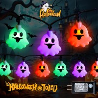 Recesky 70 Led Halloween String Lights 34Ft Purple Ghost String Light With Timing Function Connectable 8 Modes Halloween Ligh