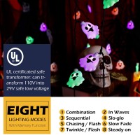 Recesky 70 Led Halloween String Lights 34Ft Purple Ghost String Light With Timing Function Connectable 8 Modes Halloween Ligh