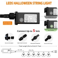 Recesky 70 Led Halloween String Lights 34Ft Purple Ghost String Light With Timing Function Connectable 8 Modes Halloween Ligh