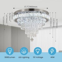 Frixchur Crystal Chandeliers Led Crystal Ceiling Light Fixture With Remote Large Flush Mount Chandelier Ceiling Light For Living