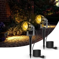 Jandcase Outdoor Landscape Lighting Auto On Off Outdoor Spot Lights Ip66 Waterproof Landscape Lights For Yard 3000K Warm Whit