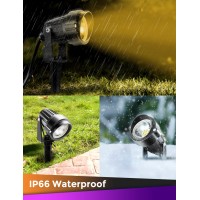 Jandcase Outdoor Landscape Lighting Auto On Off Outdoor Spot Lights Ip66 Waterproof Landscape Lights For Yard 3000K Warm Whit