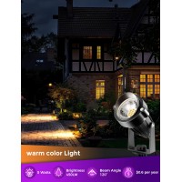 Jandcase Outdoor Landscape Lighting Auto On Off Outdoor Spot Lights Ip66 Waterproof Landscape Lights For Yard 3000K Warm Whit