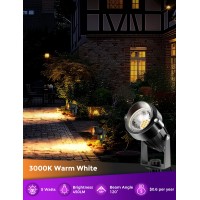 Jandcase Outdoor Landscape Lighting Auto On Off Outdoor Spot Lights Ip66 Waterproof Landscape Lights For Yard 3000K Warm Whit