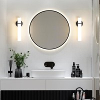 Aijiasi Wall Sconce Light Modern Black Bathroom Light Fixtures Wall Sconces Set Of Two Dimmable Led Sconce Lighting 15W 3000K