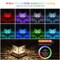 Aeyanzz Fence Post Solar Lights Crackle Glass Solar Post Cap Lights 20 Lumens Warm White Rgb Automatic Cycling 2 Modes For