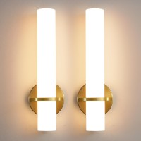 Aijiasi Wall Sconces Gold Wall Sconces Set Of Two Modern Bathroom Sconce 15W Dimmable Led Wall Sconce Light With Acrylic Lamps