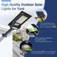 Wywna Solar Street Lights Outdoor 24000Lm Solar Lights Outdoor Waterproof 6500K Solar Parking Lot Light Motion Sensor Solar F