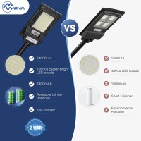 Wywna Solar Street Lights Outdoor 24000Lm Solar Lights Outdoor Waterproof 6500K Solar Parking Lot Light Motion Sensor Solar F