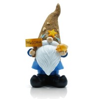 Reyiso Garden Gnomes Outdoor Statue For Garden Decor With Solar Lights Summer Gnomes Beach Decorations For Patio Balcony Lawn