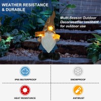 Reyiso Garden Gnomes Outdoor Statue For Garden Decor With Solar Lights Summer Gnomes Beach Decorations For Patio Balcony Lawn