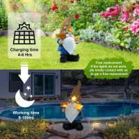 Reyiso Garden Gnomes Outdoor Statue For Garden Decor With Solar Lights Summer Gnomes Beach Decorations For Patio Balcony Lawn