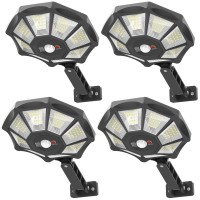 Okpro Solar Lights Outdoor Waterproof 168Led 6500K Flood Light Dusk To Dawn 8 Sides Parking Lot Lights With Motion Sensor Ip6