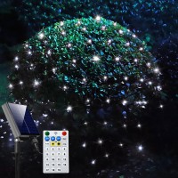 Solar Net Christmas Lights White Led Net Lights Outdoor Mesh Lights Waterproof 8 Modes Solar Powered String Lights For Garden