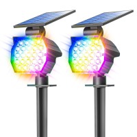 Niorsun Solar Color Changing Lights Outdoor7 Lighting Modes Rgb Solar Outdoor Lightsip67 Waterproof Multicolor Landscape Spotl