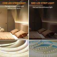 Yeewhale 164Ft Cob Led Strip Lights Warm White Dimmable Dc 24V 3000K Flexible Led Tape Light For Bedroom With Remote And App C