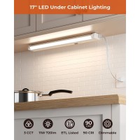 Matane Dimmable Led Under Cabinet Lighting Wired 17Inch 11W 720Lm Hardwiredplugin Installation 3Cct Color Selectable 120V