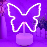 Vifulin Neon Butterfly Sign Purple Neon Light Usbbattery Operated Butterfly Led Signs Night Lights Room Decor For Girls Bedroo