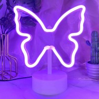 Vifulin Neon Butterfly Sign Purple Neon Light Usbbattery Operated Butterfly Led Signs Night Lights Room Decor For Girls Bedroo