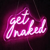 Virlusy Get Naked Neon Sign For Wall Decor Dimmable Led Lights Signs Pink Led Signs For Bedroom Decor Letters Neon Light Room De