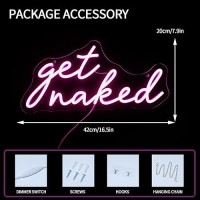 Virlusy Get Naked Neon Sign For Wall Decor Dimmable Led Lights Signs Pink Led Signs For Bedroom Decor Letters Neon Light Room De