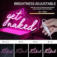 Virlusy Get Naked Neon Sign For Wall Decor Dimmable Led Lights Signs Pink Led Signs For Bedroom Decor Letters Neon Light Room De