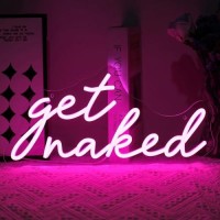 Virlusy Get Naked Neon Sign For Wall Decor Dimmable Led Lights Signs Pink Led Signs For Bedroom Decor Letters Neon Light Room De