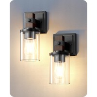 Edishine Wall Sconces Set Of 2 Farmhouse Vanity Light Fixtures With Clear Glass Shade Dark Brown Wood Grain Paint 1Light Wa