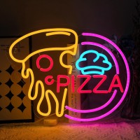 Virlusy Pizza Neon Sign For Wall Decor Dimmable Led Lights Signs Pizza Shaped Signs For Business Neon Light Room Decor For Kitch