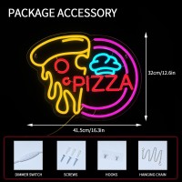 Virlusy Pizza Neon Sign For Wall Decor Dimmable Led Lights Signs Pizza Shaped Signs For Business Neon Light Room Decor For Kitch